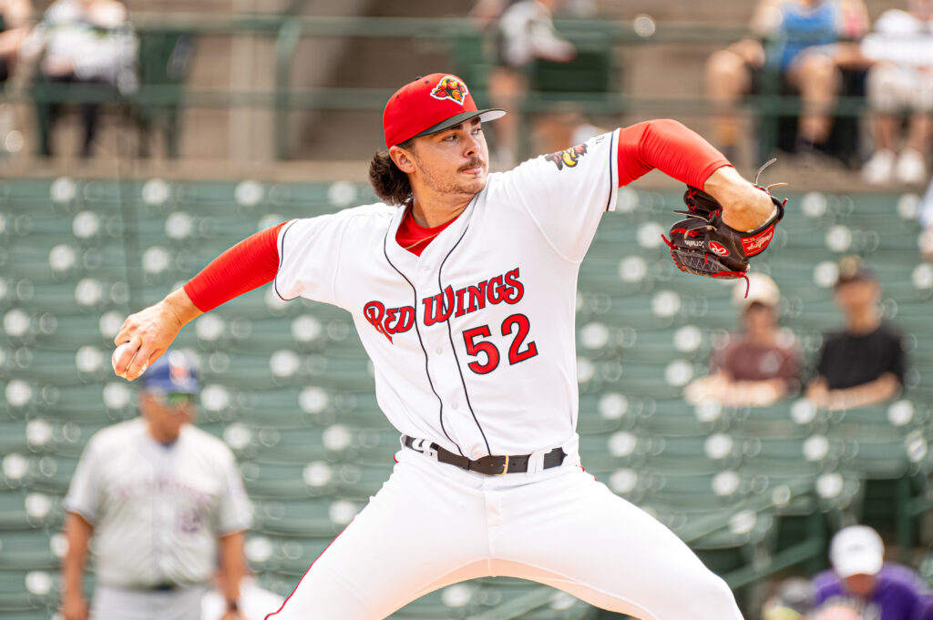 Riley Cornelio, a 2019 Pine Creek graduate, was named the Washington Nationals Minor League Pitcher of the Year. (Photo courtesy of the Rochester Red Wings)