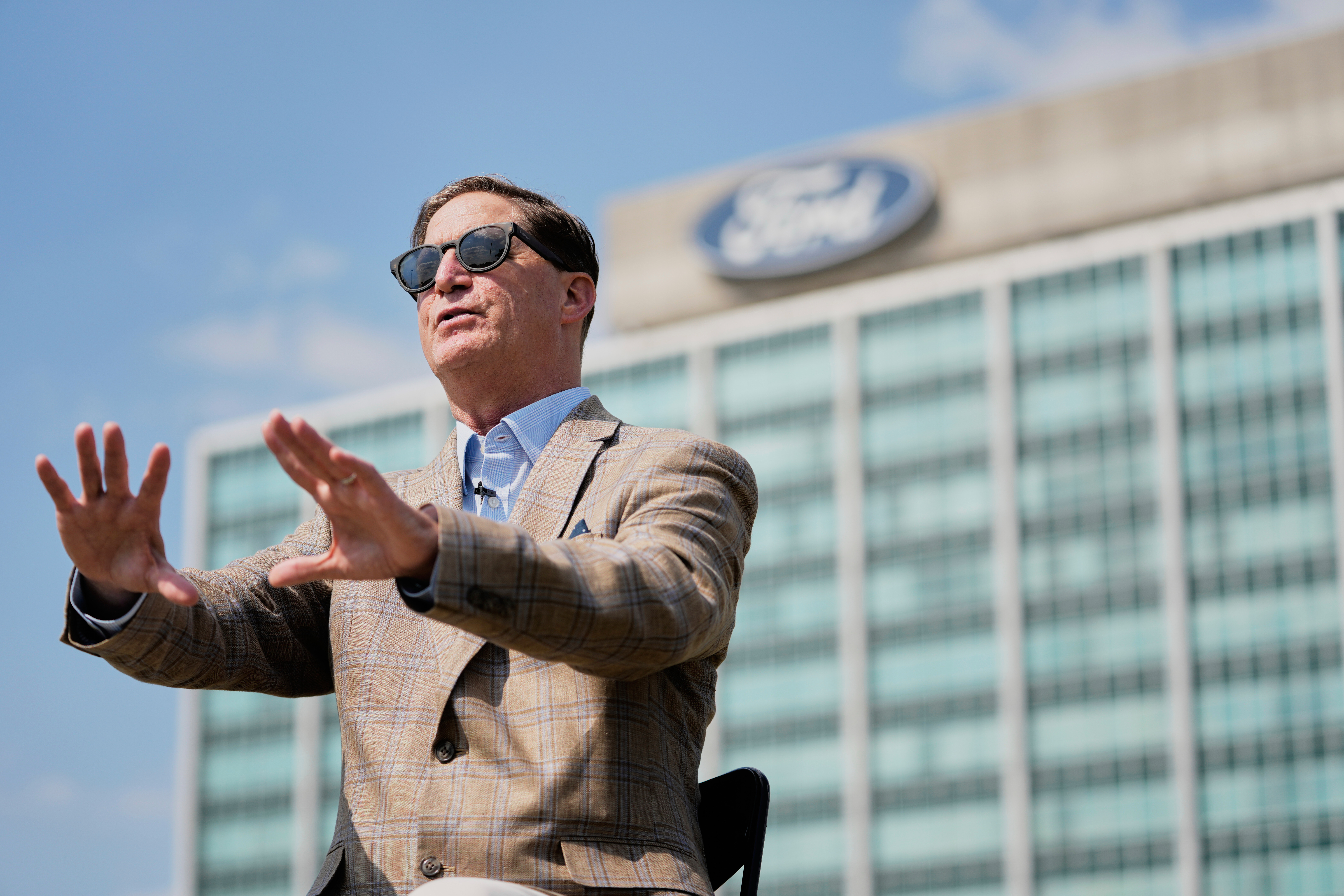 Ford heritage and brand manager Ted Ryan speaks in an interview at the current Ford World Headquarters, Thursday, Sept. 11, 2025, in Dearborn, Mich. (Ryan Sun - AP)
