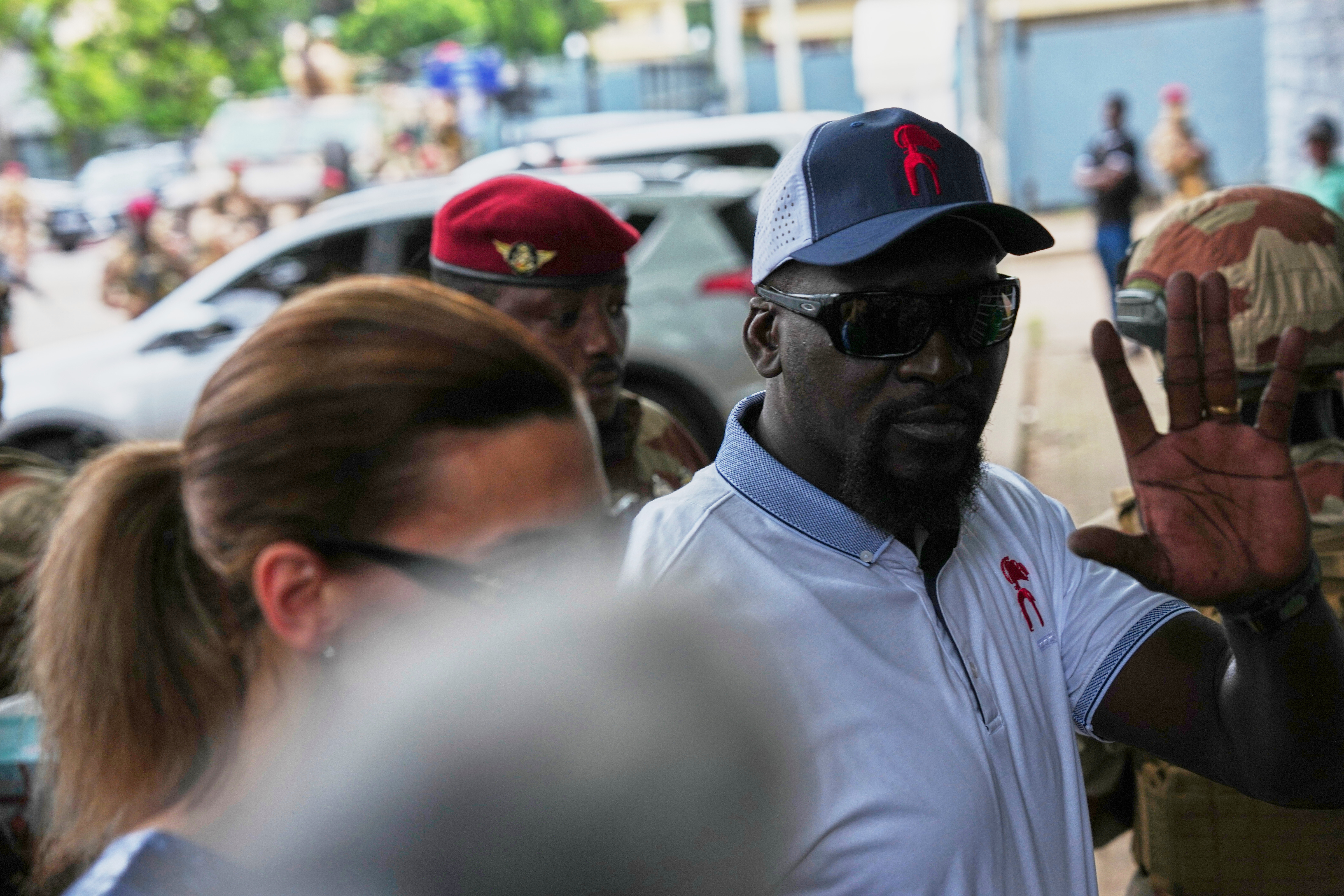 Guinea's interim President, Gen. Mamadi Doumbouya, arrives to cast his vote in the constitutional referendum in Conakry, Guinea, Sunday, Sept. 21, 2025. (Misper Apawu - AP)