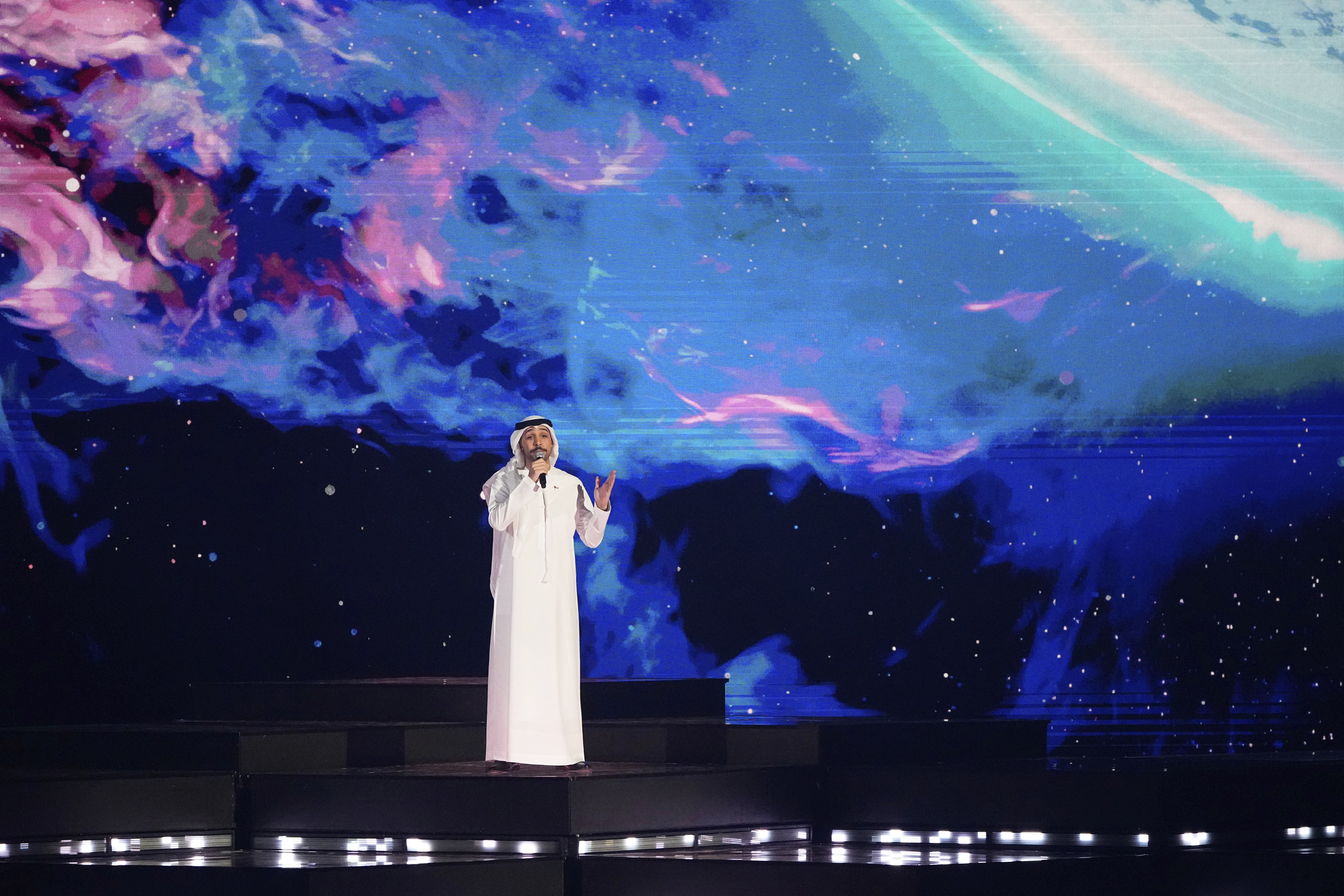 United Arab Emirates's Saif Alali performs the song 
