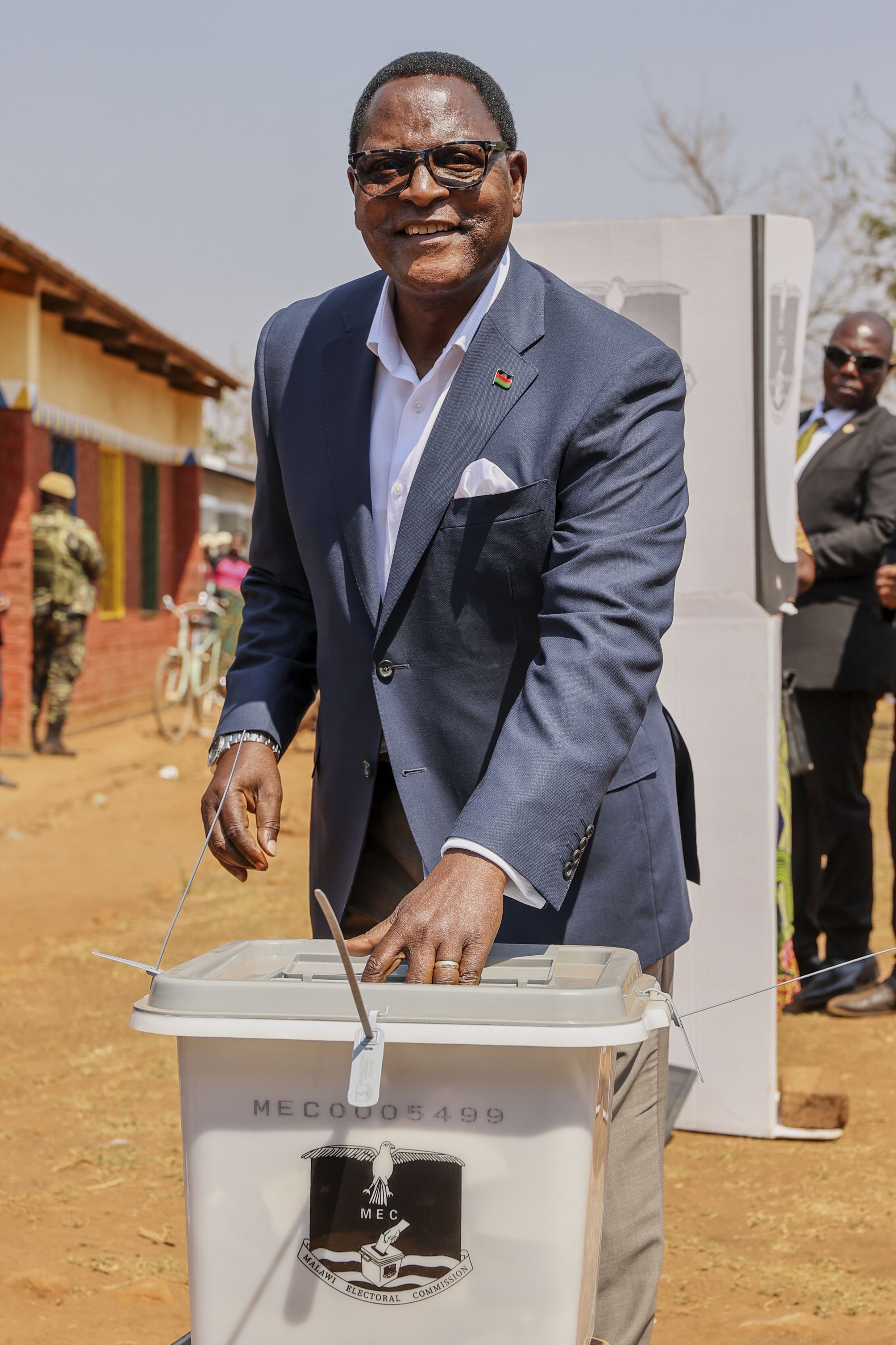 Malawi's President Lazarus Chakwera casting his vote at Malembo polling station in Lilongwe, Malawi, Tuesday, Sept. 16, 2025. (Govati Nyirenda - AP)