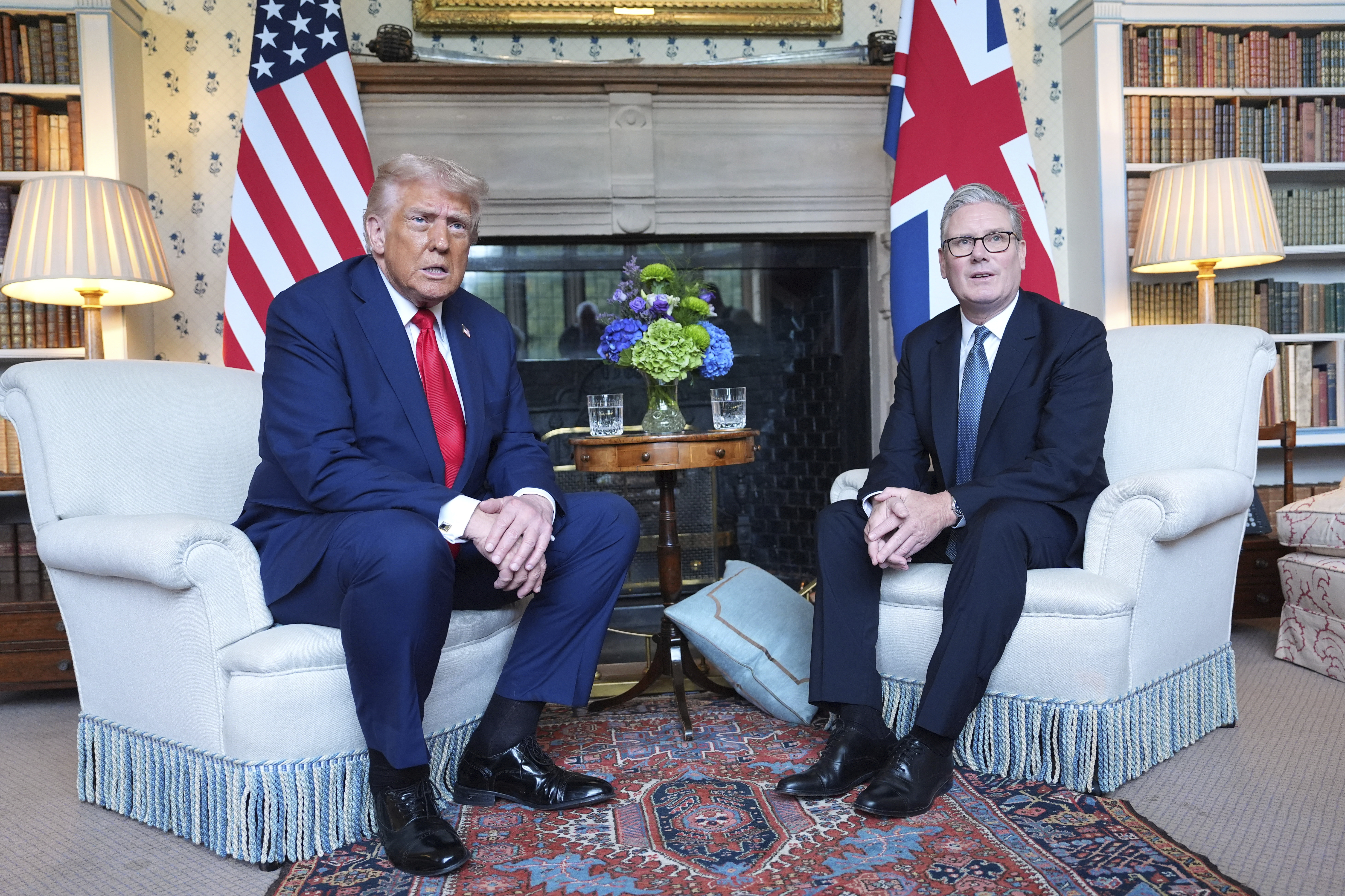 President Donald Trump meets Britain's Prime Minister Keir Starmer at Chequers near Aylesbury, England, Thursday, Sept. 18, 2025. (Evan Vucci - AP)