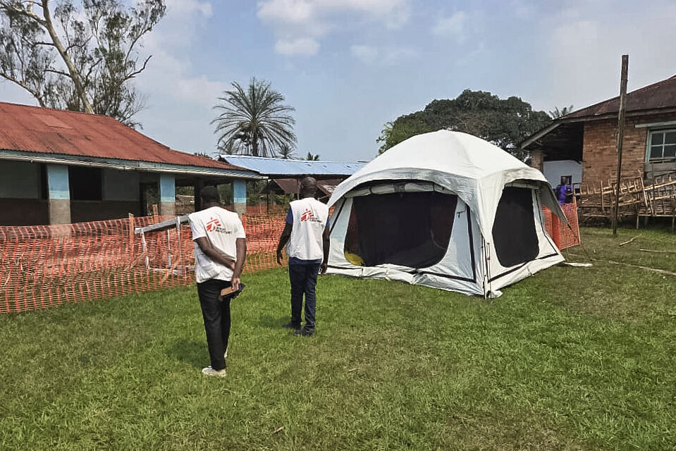 This photo provided by Doctors Without Borders shows part of an Ebola treatment center in the remote Bulape Health Zone, Kasaï province, the Democratic Republic of Congo, Sunday, Sept 7, 2025, that was set up following the outbreak of the Zaire strain of the Ebola virus. (Uncredited - Médecins Sans Frontières)