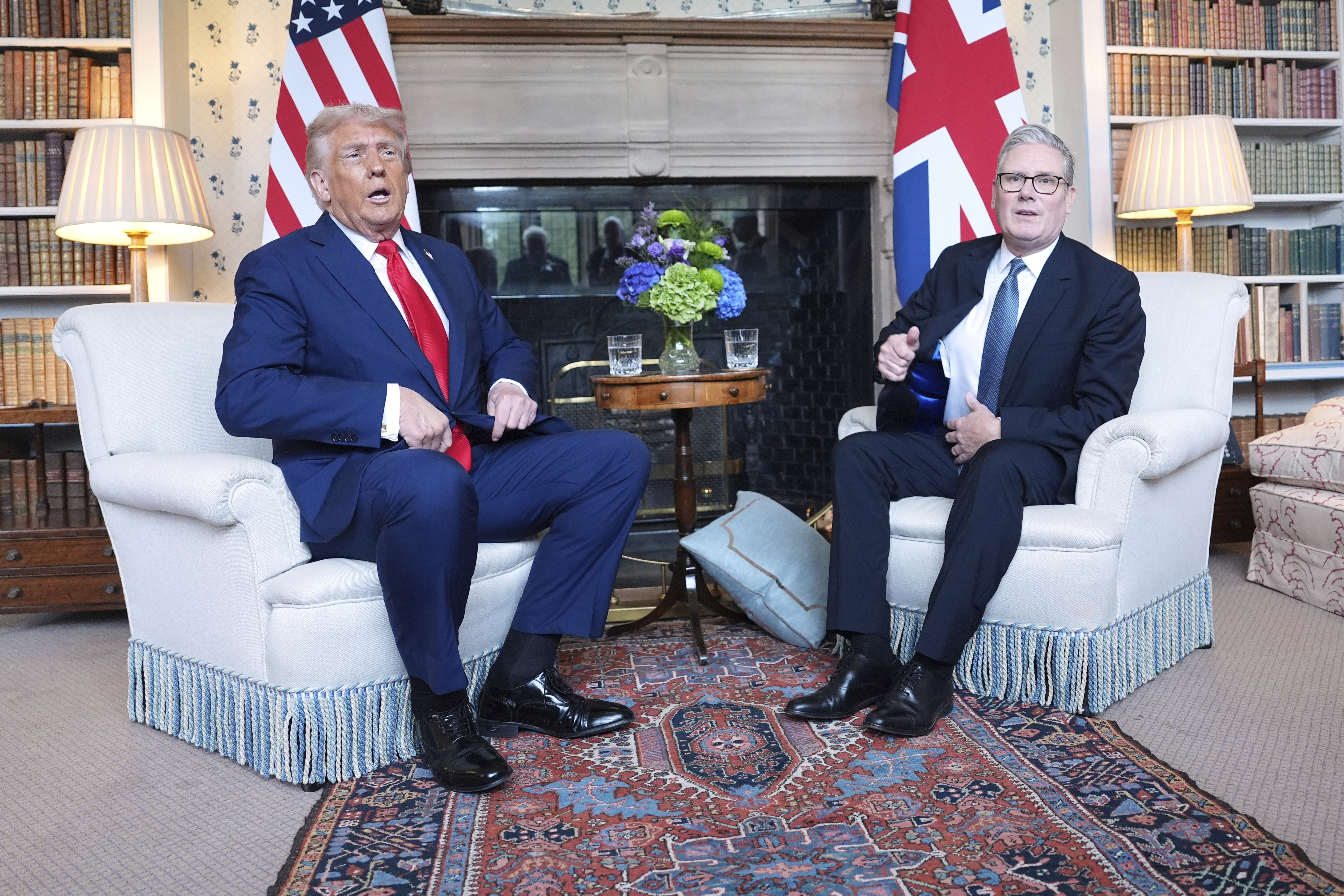 President Donald Trump meets Britain's Prime Minister Keir Starmer at Chequers near Aylesbury, England, Thursday, Sept. 18, 2025. (Evan Vucci - AP)