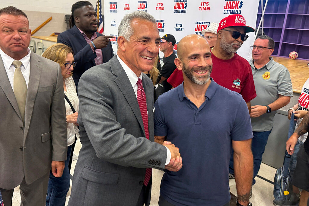 FILE - Republican candidate for governor Jack Ciattarelli campaigns in Garfield, N.J., Sept. 4, 2025. (Ted Shaffrey - AP)