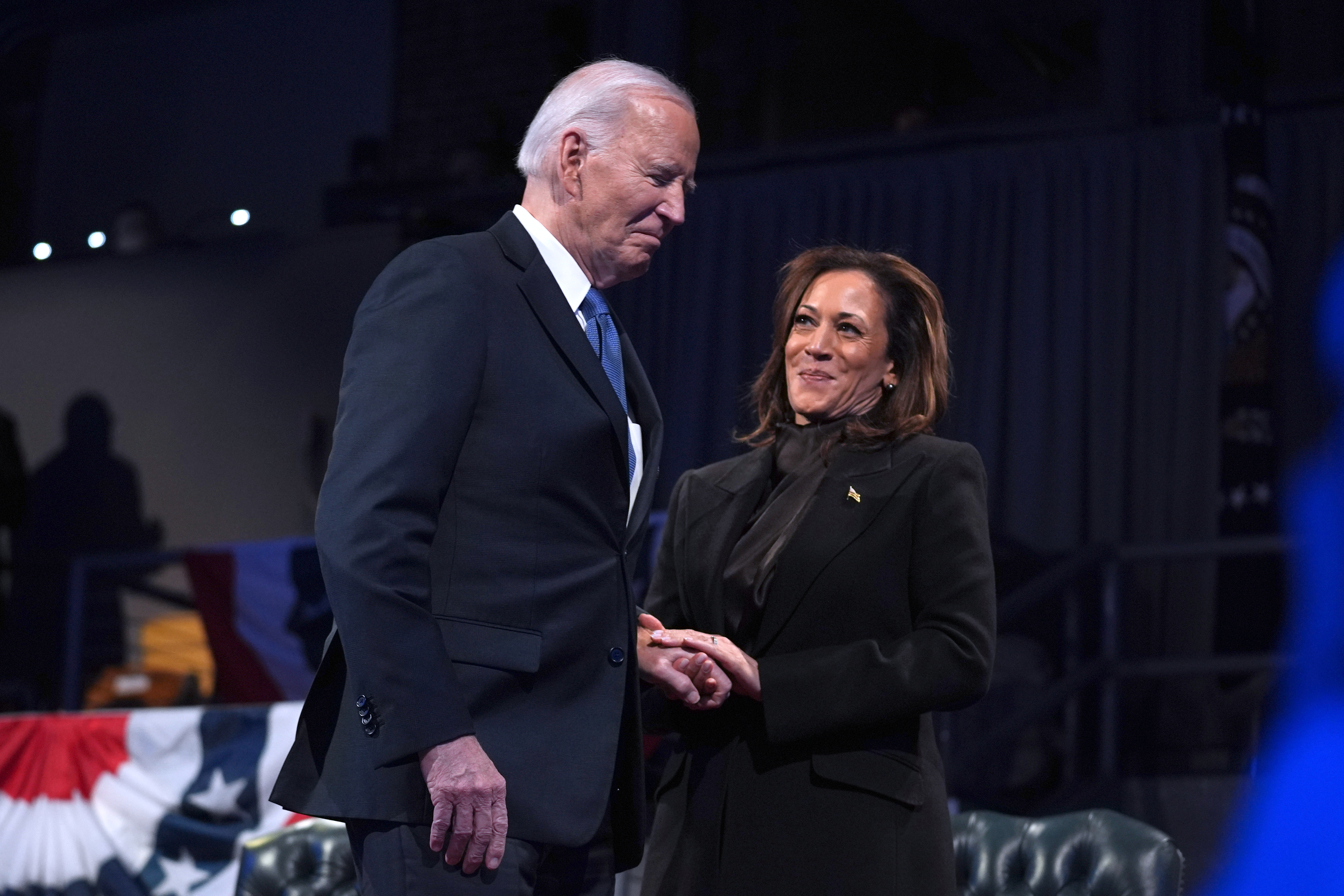 FILE - President Joe Biden, left, and Vice President Kamala Harris attend a Department of Defense Commander in Chief farewell ceremony at Joint Base Myer-Henderson Hall, Jan. 16, 2025, in Arlington, Va. (Evan Vucci - AP)