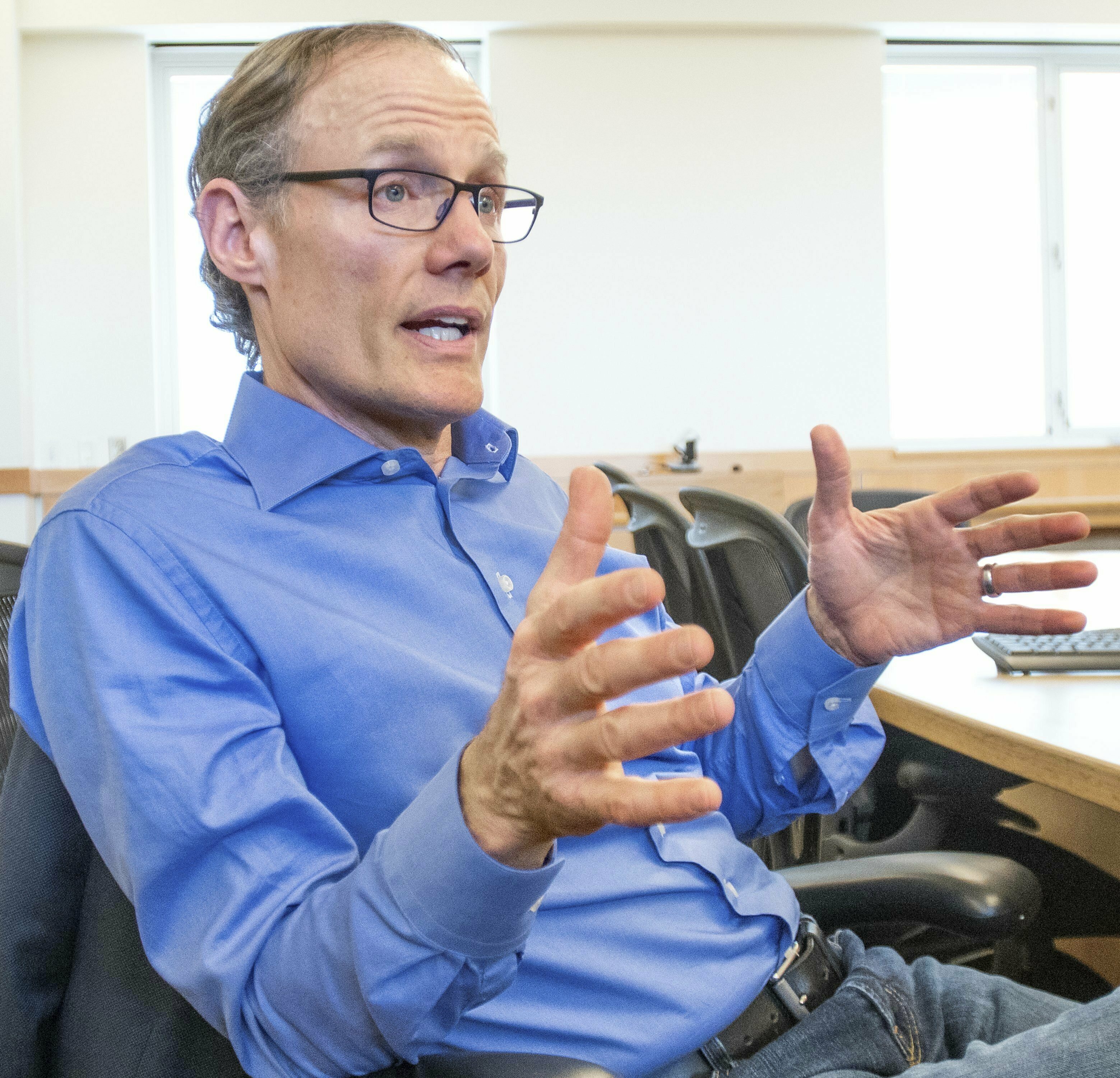 FILE - Larry Gies talks about his life during an interview at the Gies College of Business on Tuesday, April 16, 2019. (Robin Scholz - The News-Gazette)
