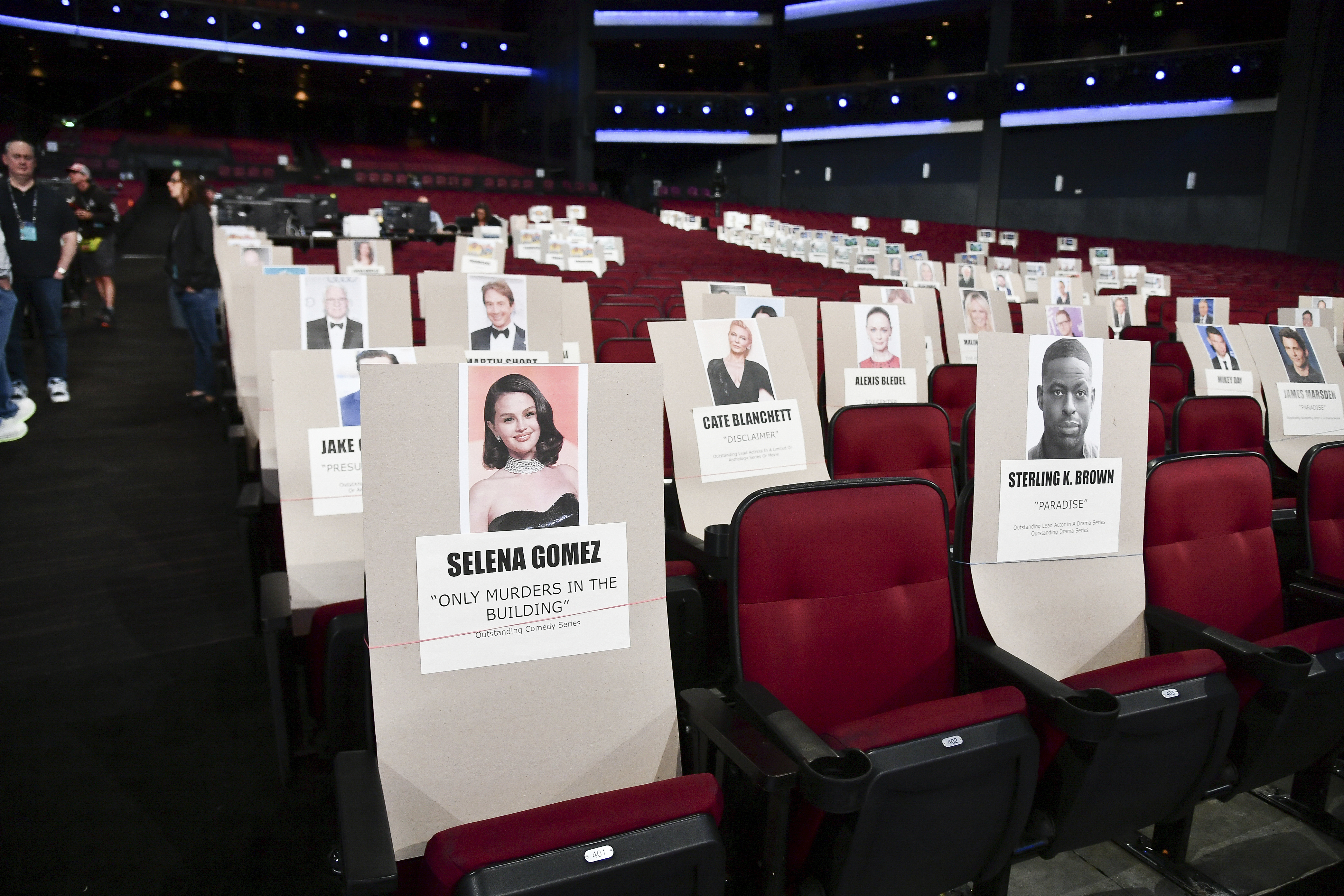 Seating placards are pictured during the 77th Primetime Emmy Awards red carpet rollout on Thursday, Sept. 11, 2025, in Los Angeles. (Richard Shotwell - Invision)