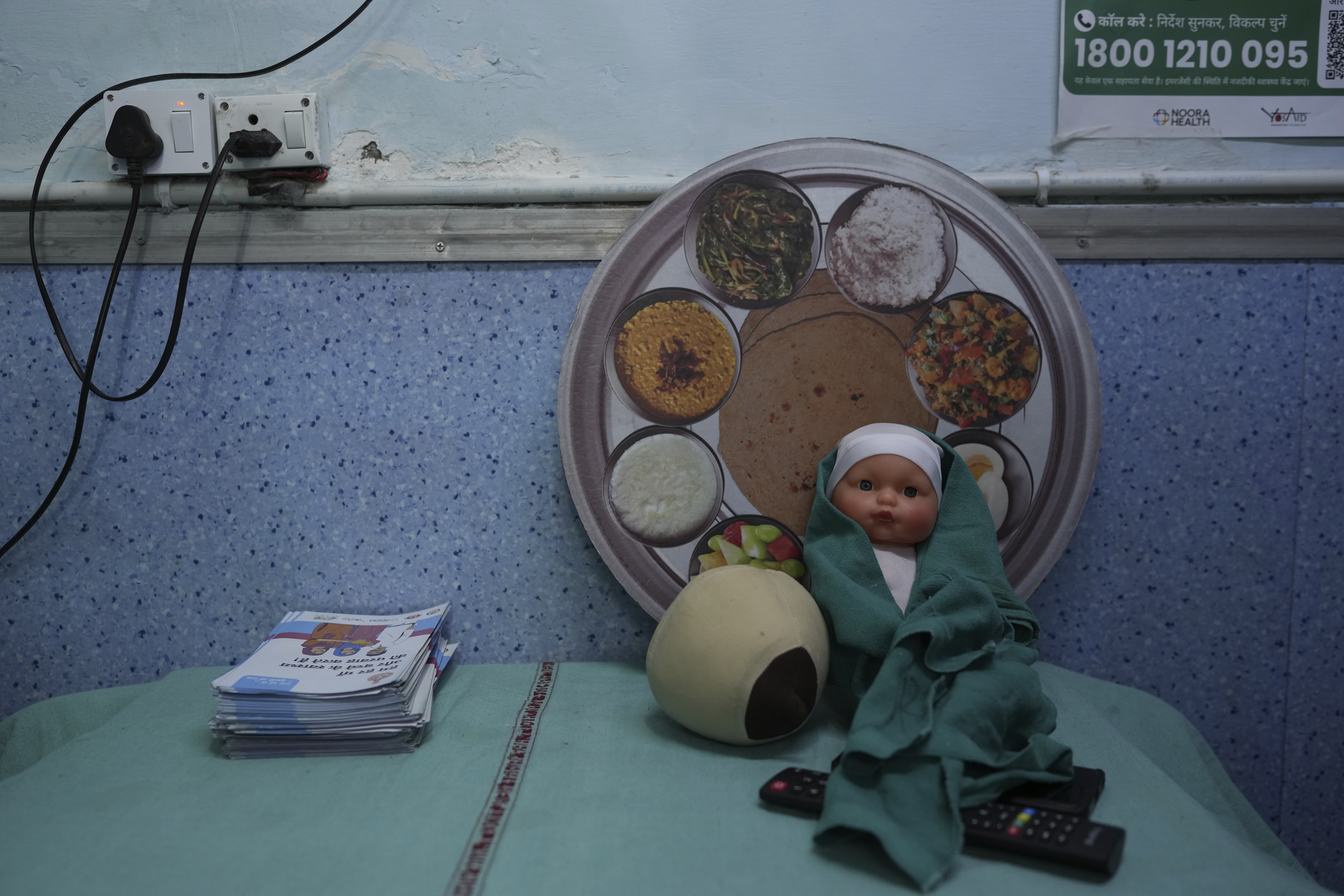 Antenatal Care Companion Program (CCP) props are kept in a maternity ward of a government hospital in Gurugram, a satellite city of New Delhi, India, Thursday, Aug. 7, 2025. (Manish Swarup - AP)