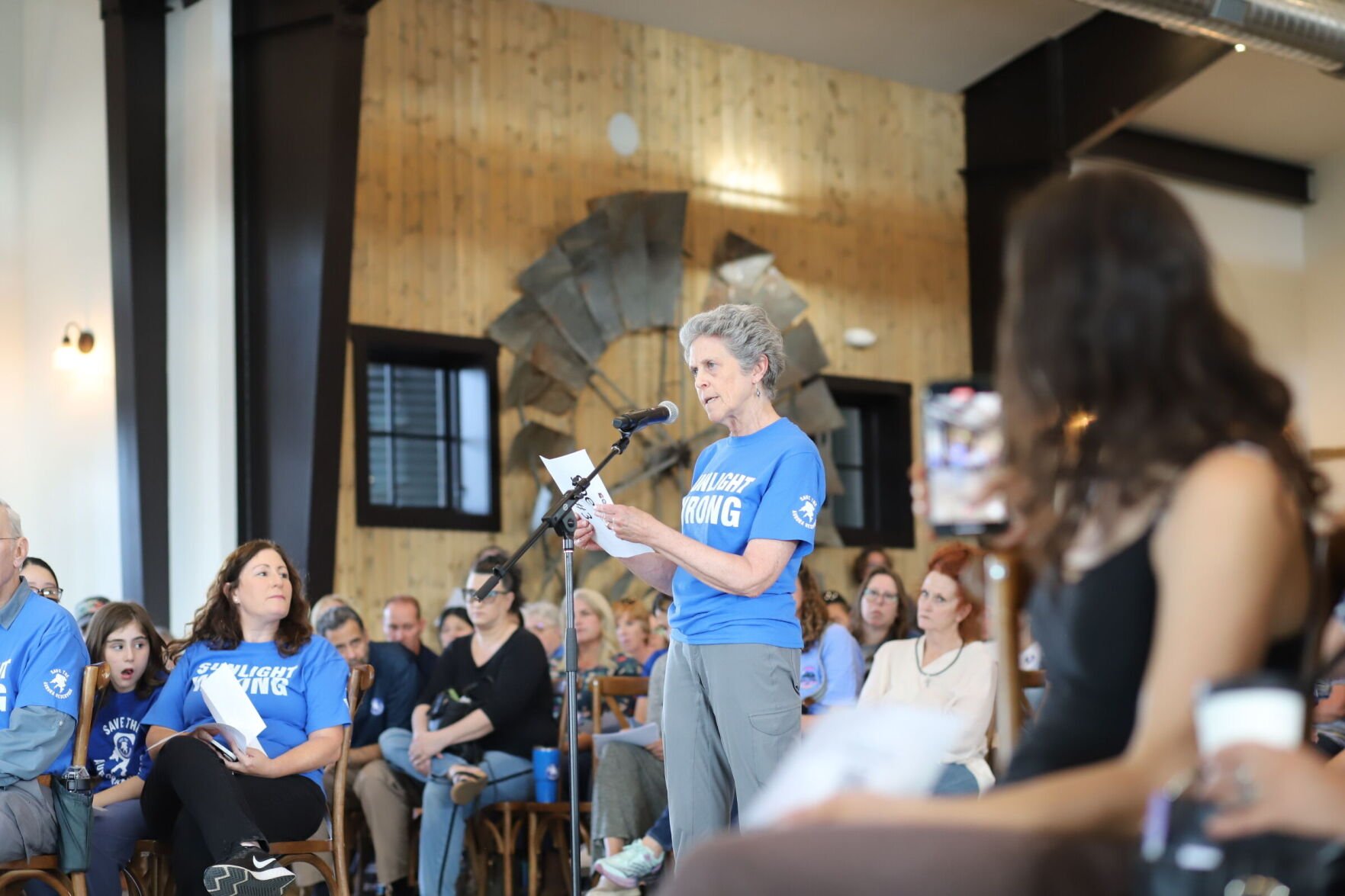 Marsha Goldsmith Kamin, who leads Save The Aurora Reservoir (STAR), speaks to ECMC commissioners Sept. 11. (the Denver Gazette)