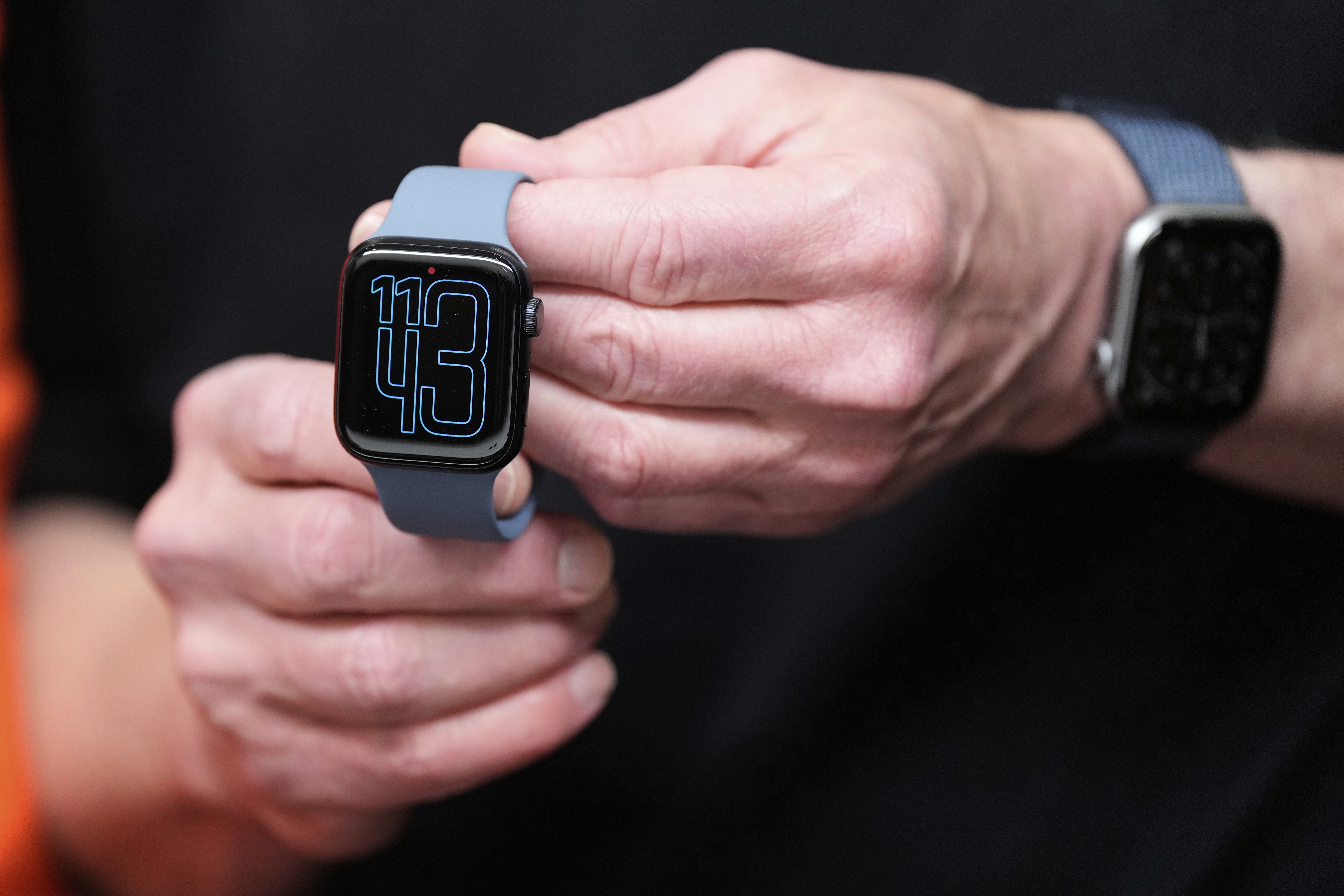 An Apple Watch is displayed during an announcement of new products at Apple Park on Tuesday, Sept. 9, 2025, in Cupertino, Calif. (Godofredo A. Vásquez - AP)
