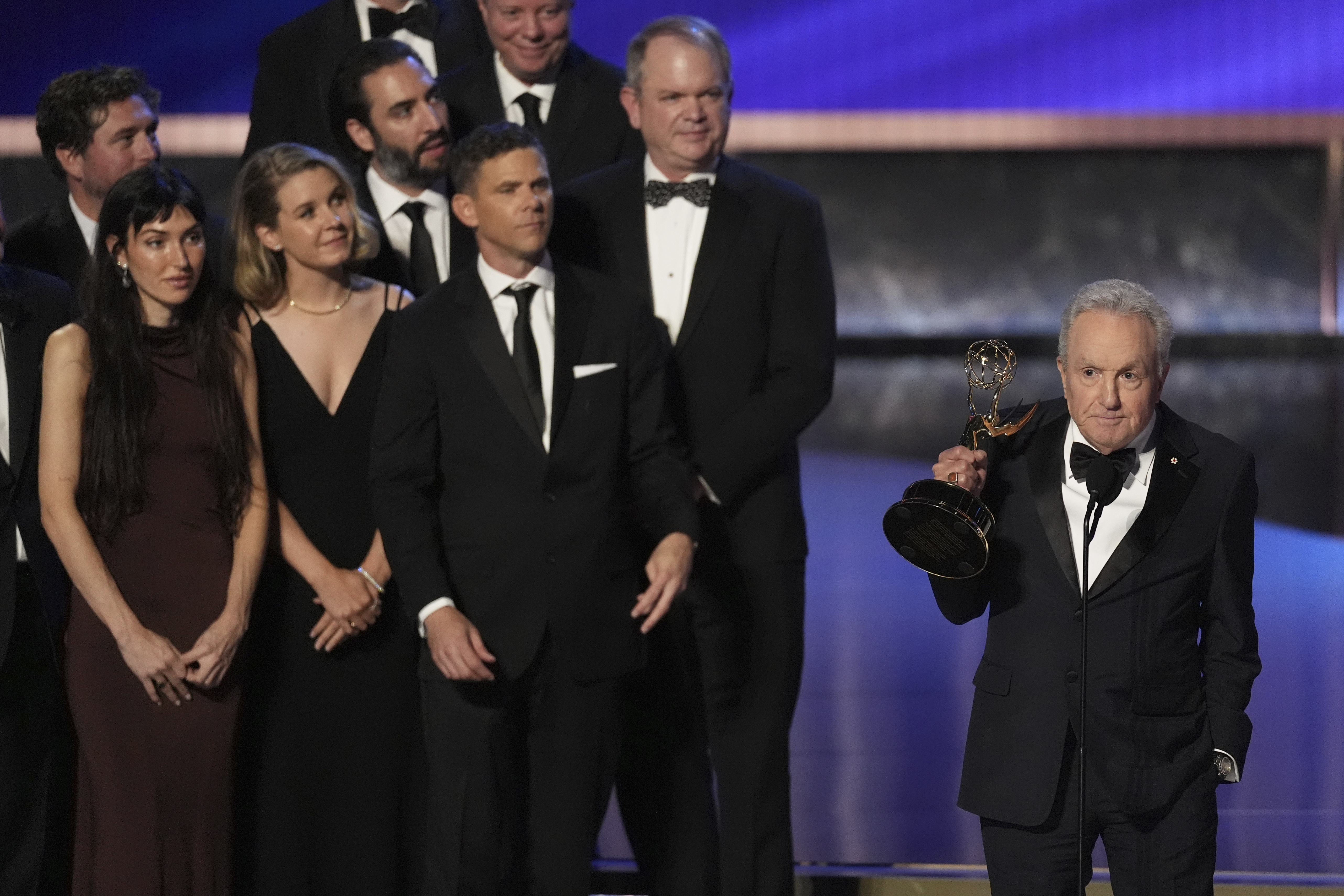 Lorne Michaels, right, and the cast and crew of 