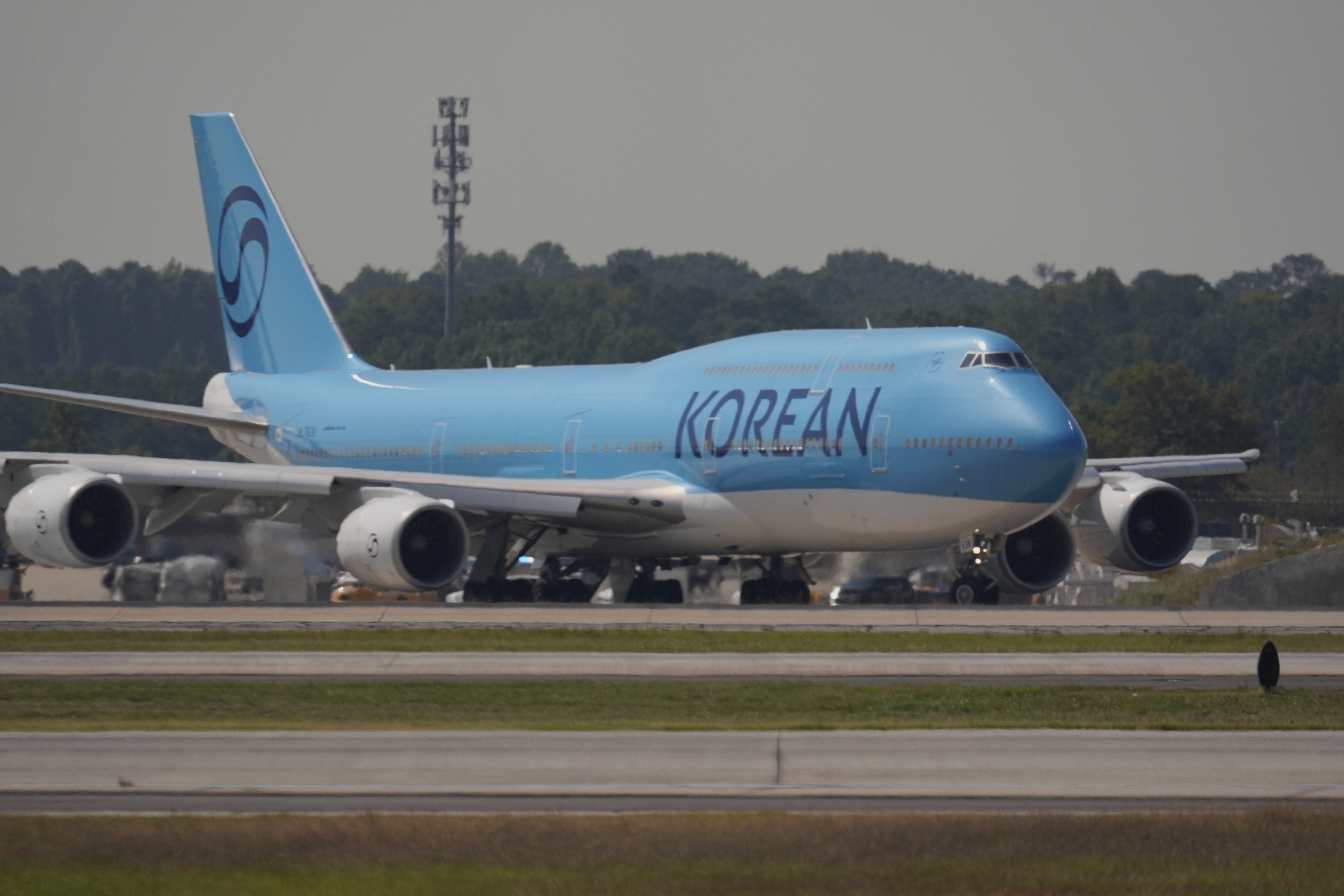 A plane prepares to take off with Korean workers that were detained at Hartsfield-Jackson International Airport in Atlanta, Thursday, Sept. 11, 2025. (George Walker IV - AP)