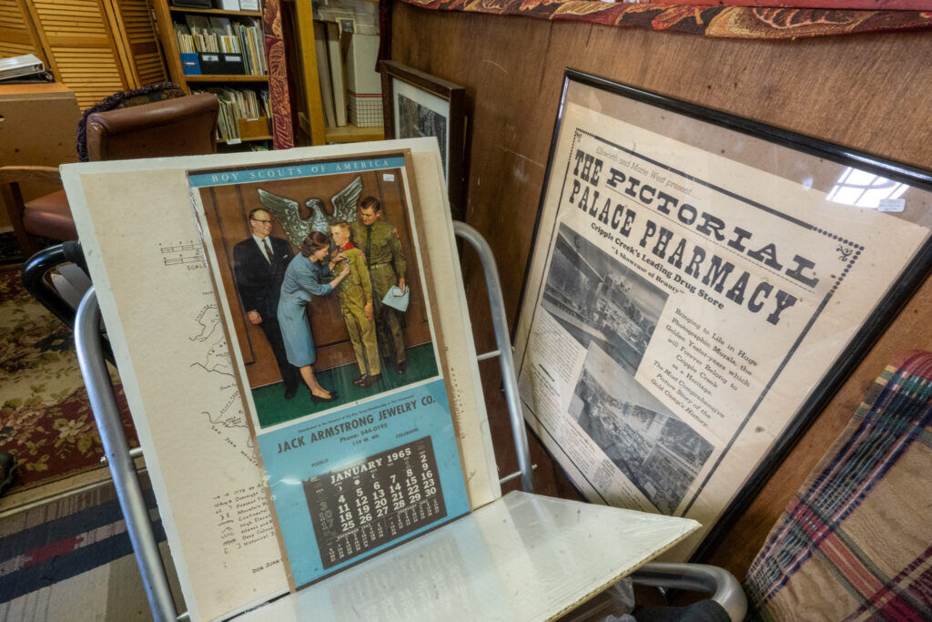 Historical prints or products from decades ago at the “Secret Bookshop” like this calendar from 1965 on Tuesday, Oct. 7, 2025. (The Gazette, Jerilee Bennett)