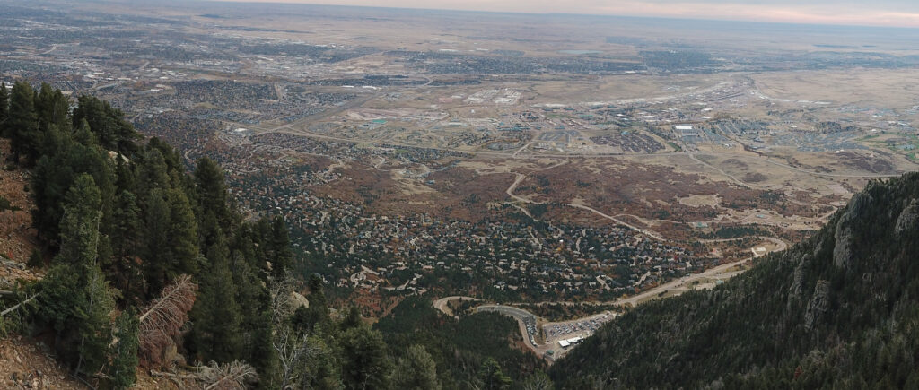 View looking down on 473 acres being eyed as an expansion to Cheyenne Mountain State Park. Photo courtesy City of Colorado Springs