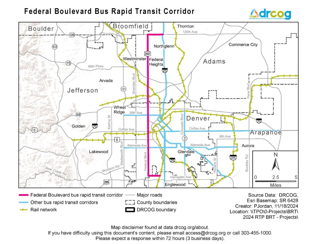 Federal Boulevard Bus Rapid Transit Map