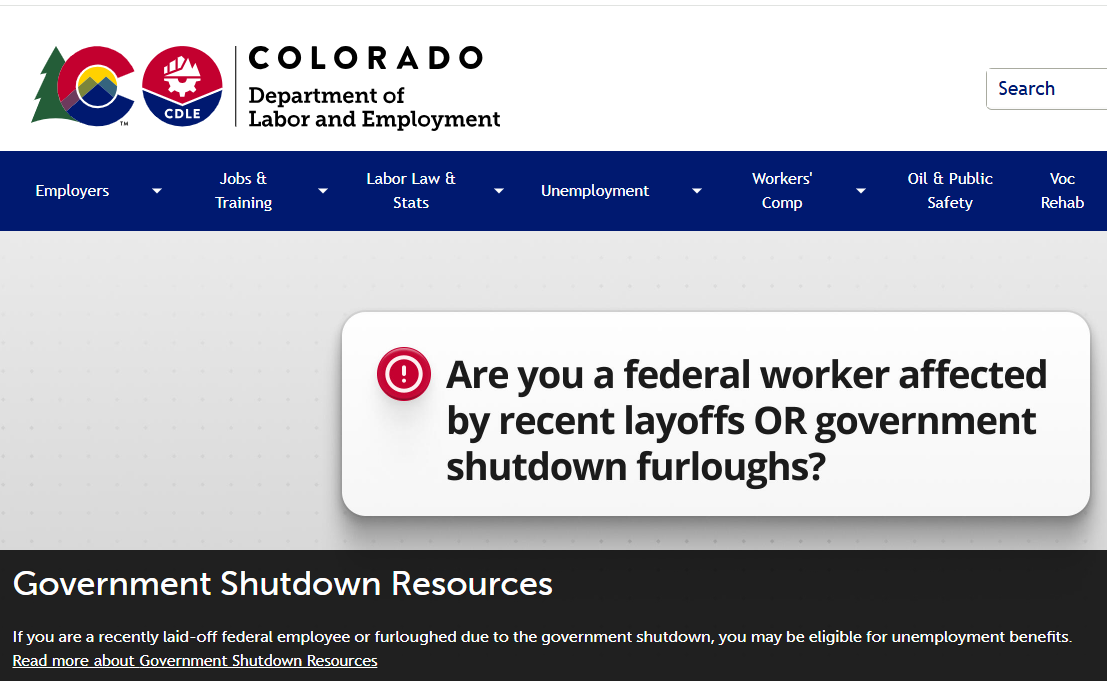 Colorado will help furloughed federal workers claim unemployment benefits