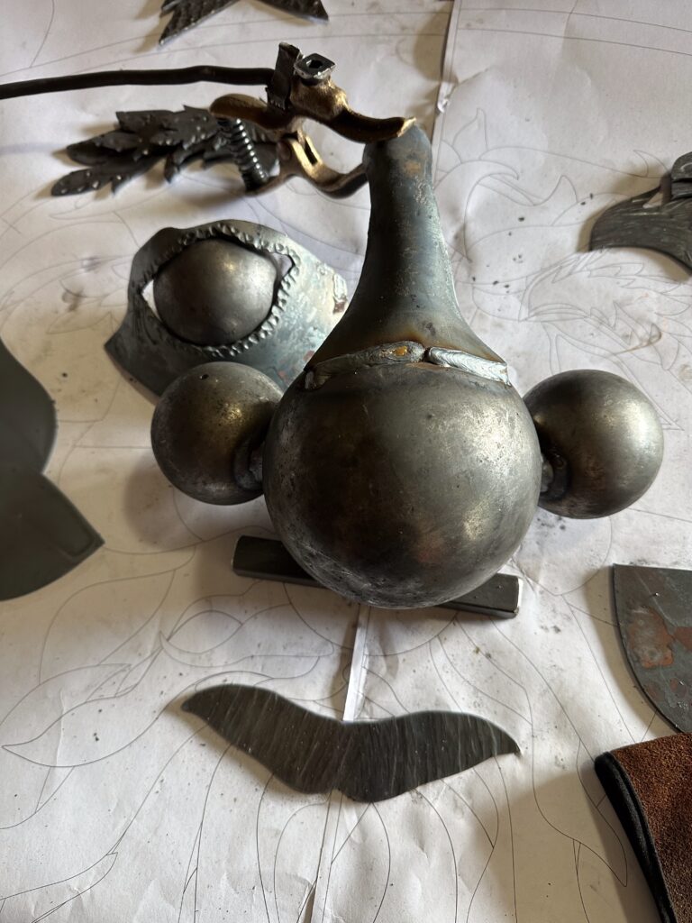 The facial pieces of Jodie Bliss's metal troll coming to Palmer Lake. Photo courtesy Jodie Bliss