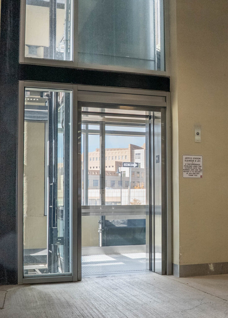 RTD Jefferson County Station elevator with open door