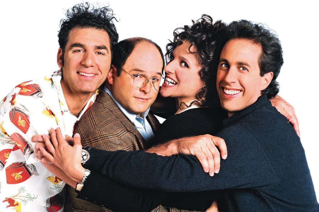 From left: Michael Richards as Kramer, Jason Alexander as George, Julia Louis-Dreyfus as Elaine and Jerry Seinfeld as himself in 'Seinfeld.' NBC 