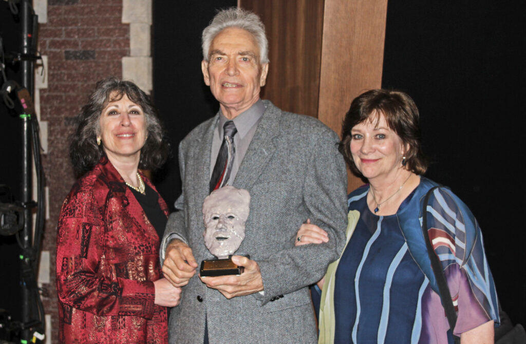 Jonathan Farwelll with wife Deb Note-Farwell, left, and Bas Bleu Theatre founder Wendy Ishii at the 2016 Colorado Theatre Guild Henry Awards after Farwell was named outstanding actor for 'The Outgoing Tide.' (John Moore, Denver Gazette)