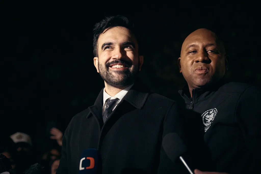 New York mayoral candidate Zohran Mamdani listens to a question during a press conference.