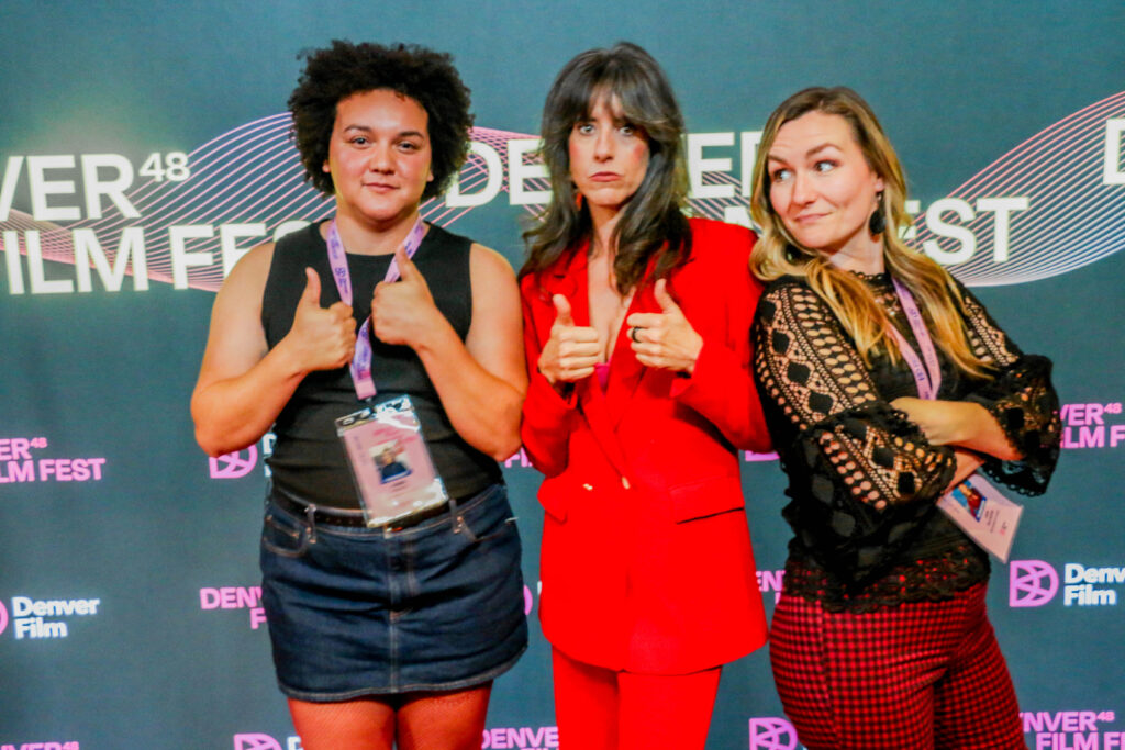 From left: Colorado filmmakers Fiona McNeal Laura Lounge and Ann Allsopp represent 'The House of P*ssy,' which was selected to be screened in the Denver Film Festival's 'Colorado Narrative Shorts' category. Pictured Nov. 7, 2025 at the Sie FilmCenter. (John Moore, The Denver Gazette)