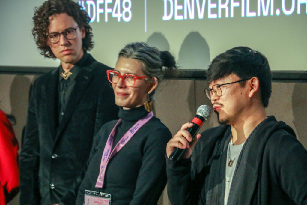 Bruce Tetsuya, right, extended his ongoing record by landing his seventh straight film in the Denver Film Festival's 'Colorado Narrative Shorts' category. It's titled 'I Love You and I Am Going to Fix You.' Pictured Nov. 7, 2025 at the Sie FilmCenter. (John Moore, The Denver Gazette)