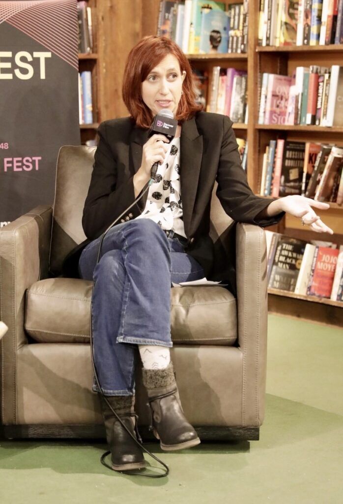 Interim Colorado Film Commissioner Arielle Brachfeld talks tax incentives at the Tattered Cover as part of the 2025 Denver Film Festival on Nov. 1, 2025. (Jason DeWitt, Denver Film)