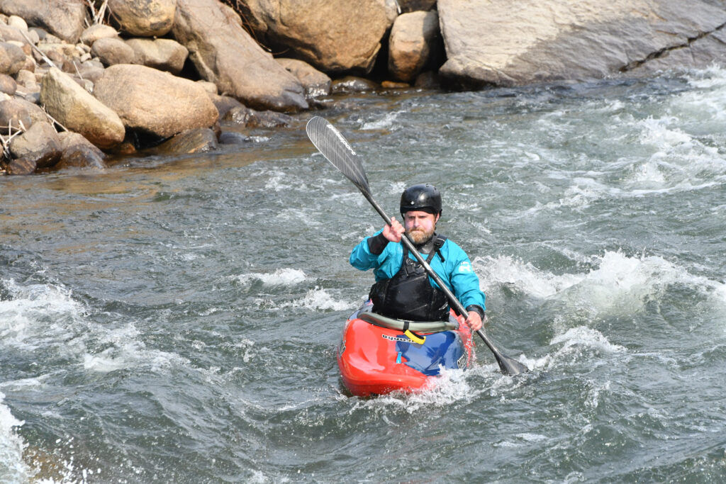 Mike Harvey paddling the Arkansas River near his home in Salida. Photo courtesy Mike Harvey