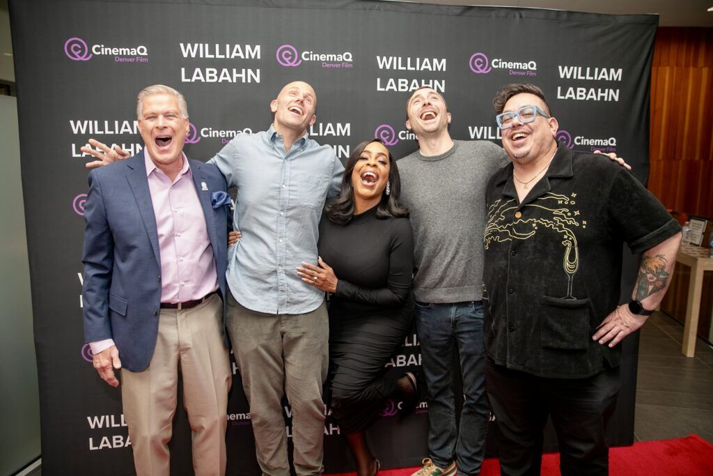 Niecy Nash-Betts laughs it up with, from left, award namesake William LaBahn, and Denver Film officials Kevin Smith, Matthew Campbell and Keith Garcia at the Denver Botanic Gardens on Nov. 2, 2025. Nash-Betts accepted the CinemaQ LaBahn Ikon Award. (Jason DeWitt, Denver Film)