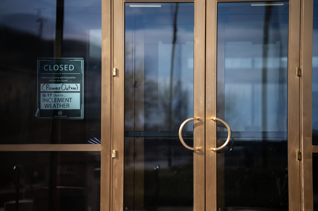 Power outages closed the Jefferson County Courthouse on Wednesday, Dec. 17, 2025. Xcel cut power through several counties along the front range due to high winds.

(Stephen Swofford, Denver Gazette)