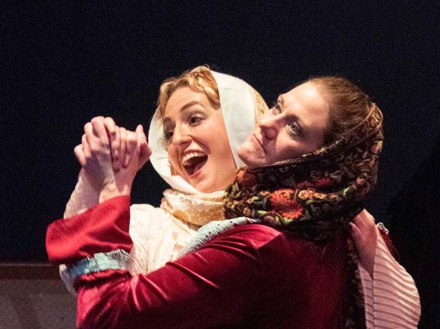 Courtney Navarre and Maggie Tisdale in The Catamounts' 2025 production of 'Ghost Quartet.' (Michael Ensminger)