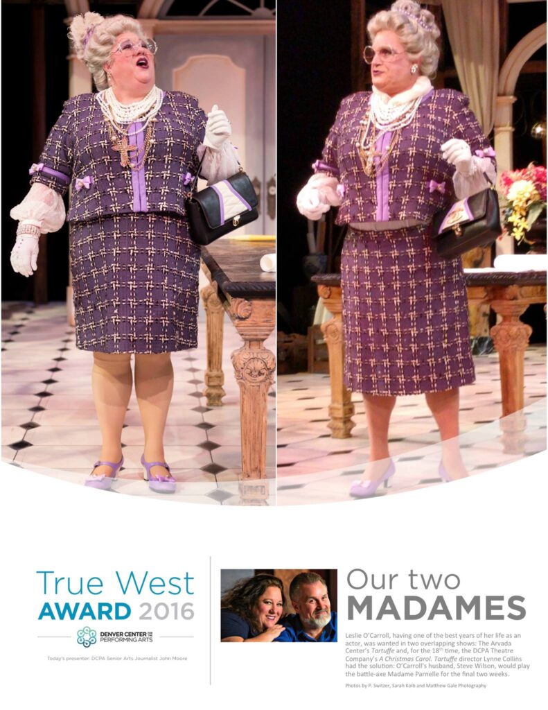 Real-life married couple Steve Wilson and Leslie O'Carroll shared a role in the Arvada Center's 2026 staging of 'Tartuffe,' and won a True West Award for their efforts. (Provided by the Arvada Center)