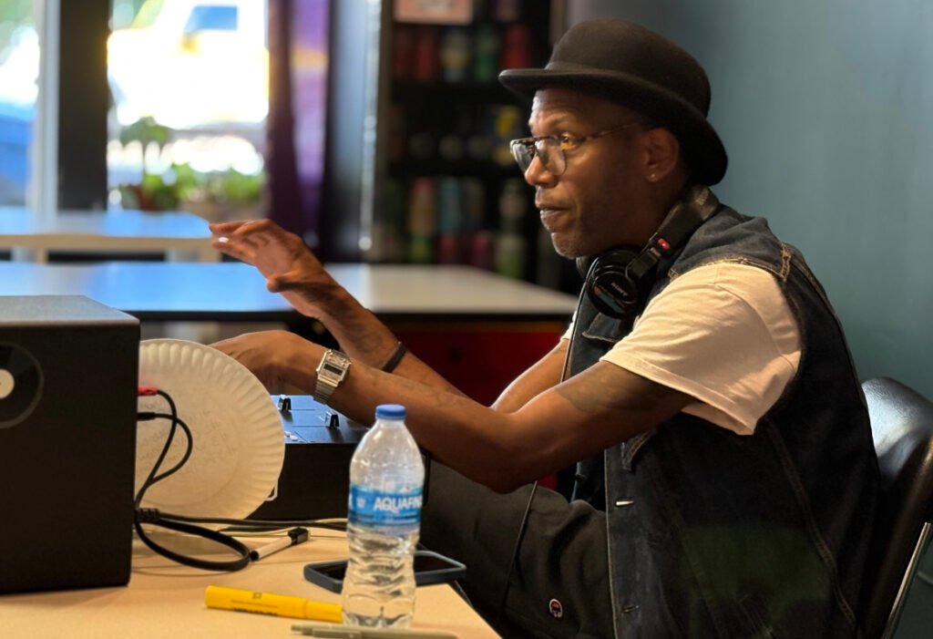 DJ Musa Bailey in rehearsal for Jeff Campbell's 'Jedidiah Blackstone.' (Provided by Emancipation Theater)