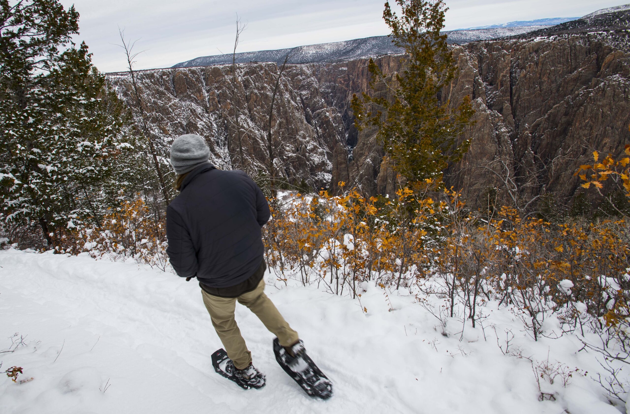 Gazette reporter Seth Boster snowshoes the Oak Flat Trail in Black Canyon of the Gunnison National Park. (The Gazette, Christian Murdock)