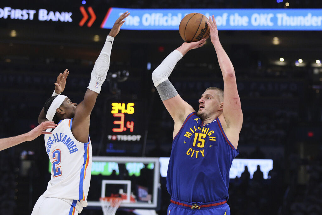 Denver Nuggets center Nikola Jokic and Oklahoma City Thunder guard Shai Gilgeous-Alexander