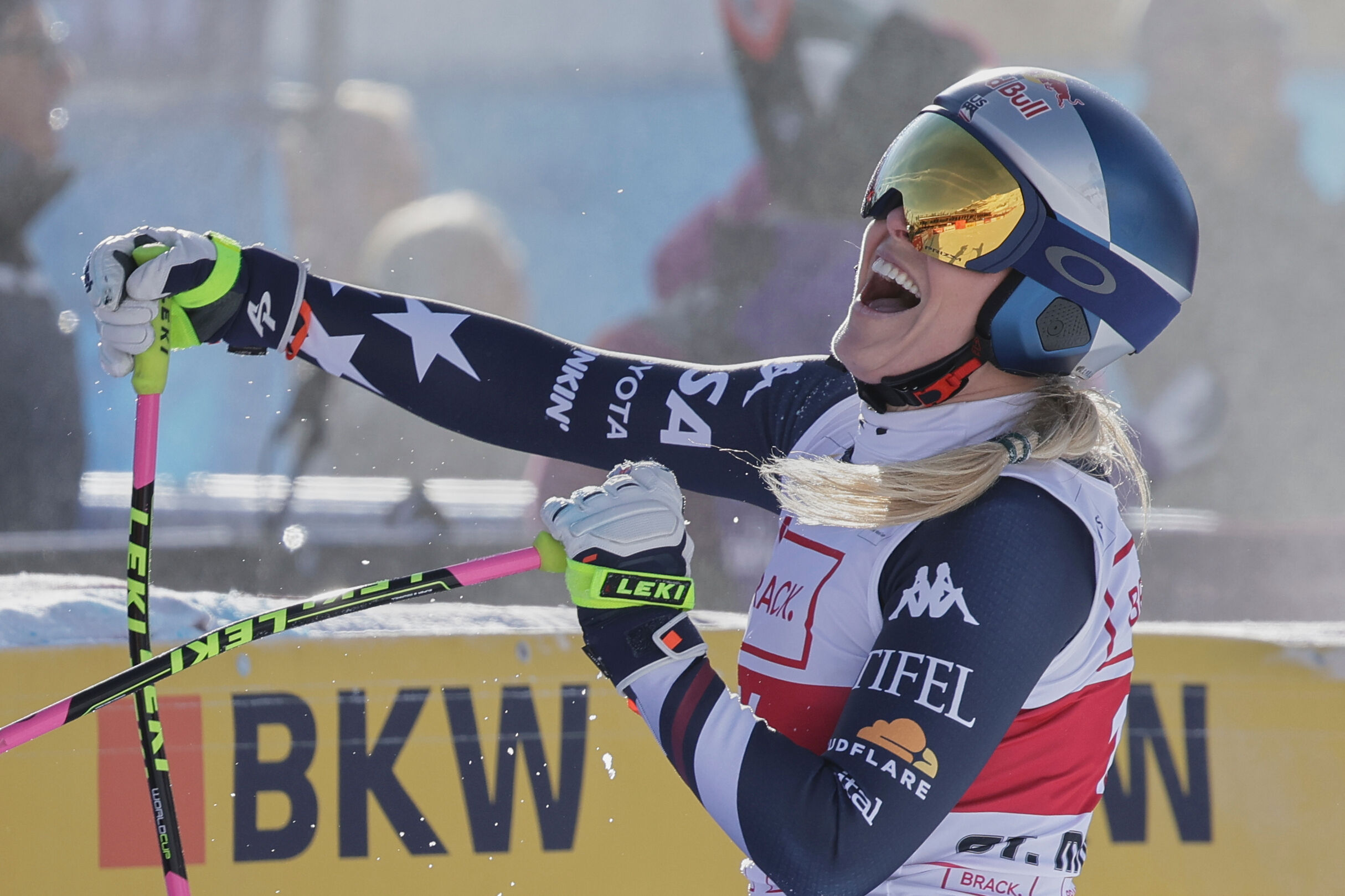 Lindsey Vonn wins World Cup downhill at age 41 to start her Olympic season