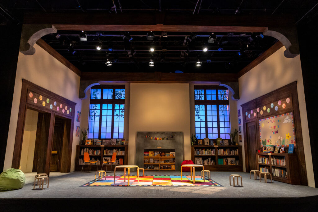 Students from the University of Denver's Theatre Tech Internship Program built the set designed by Brian Watson for Curious Theatre's 'Eureka Day.' (RDG Photography)