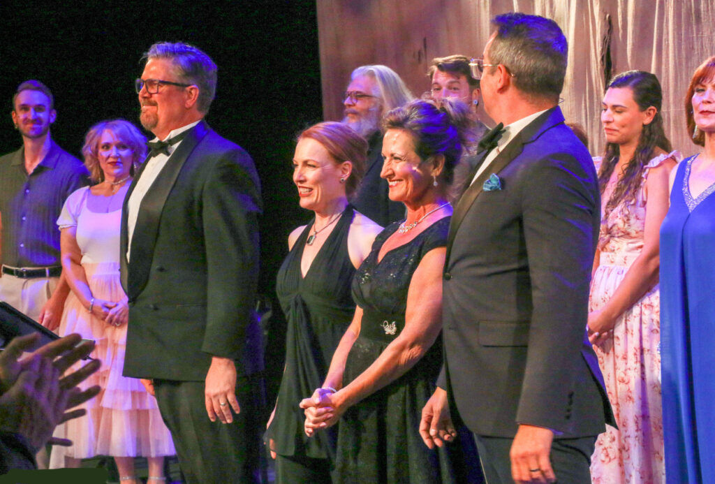 Curtain call for a performance of 'Follies' at Vintage Theatre in June 2025. Playing the central couples were, from left, Brian Merz-Hutchinson, Mary McGroary, Susie Roelofsz and Jeremy Rill. (John. Moore, The Denver Gazette)