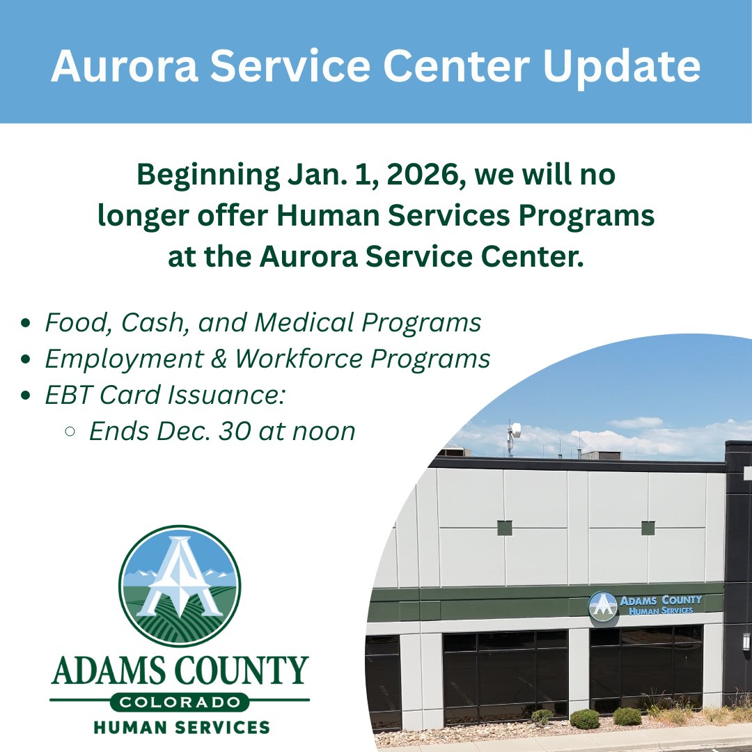 Adams County closes human services at Aurora Service Center, directs residents to other locations