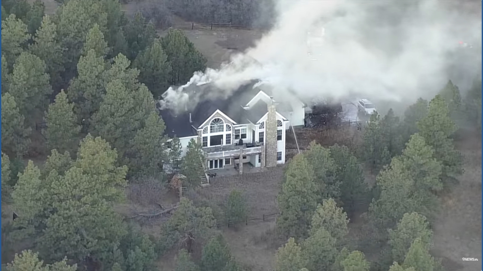Large smoke plumes visible after Franktown house fire in south metro Denver