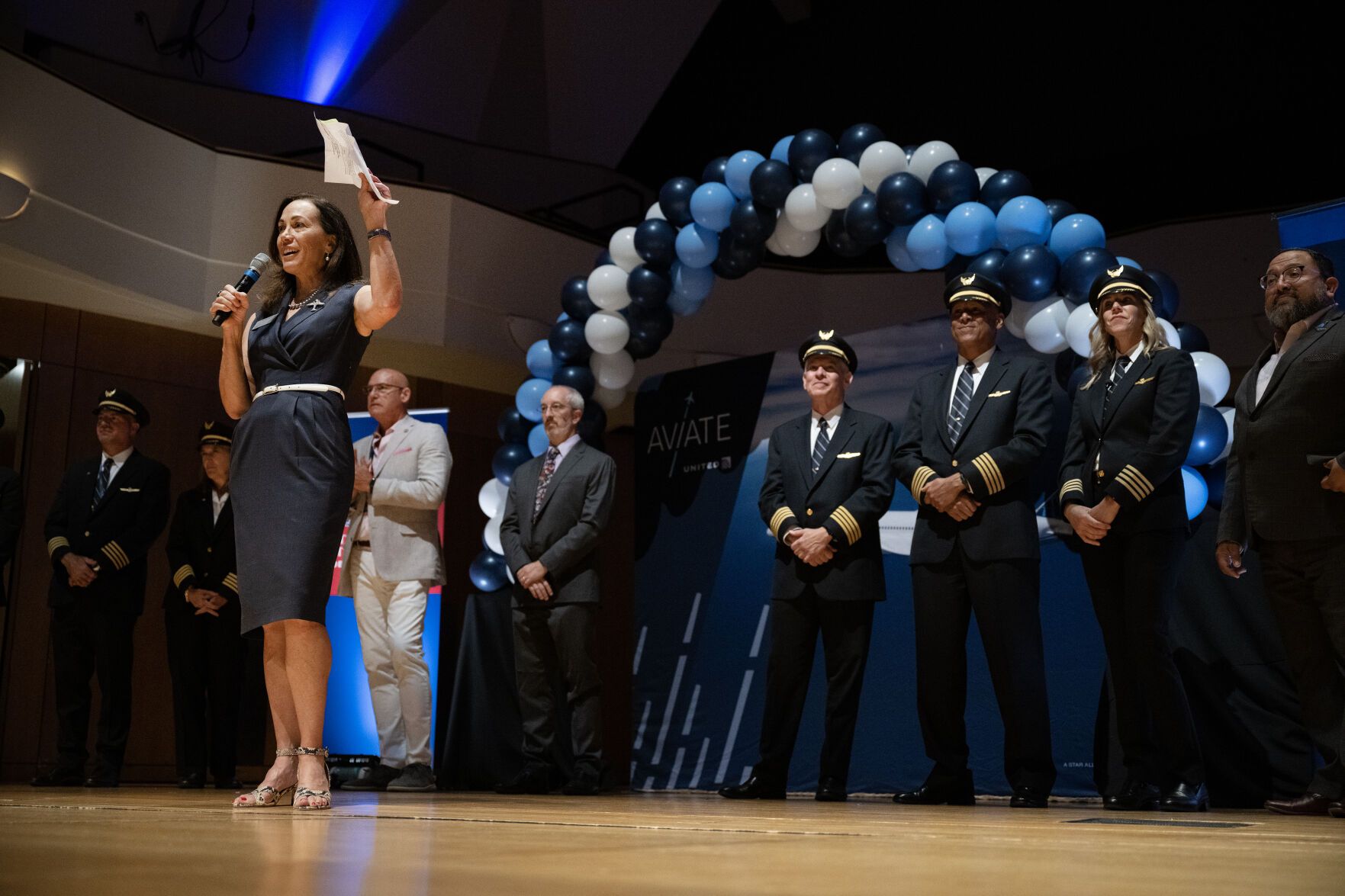 Metropolitan State University of Denver President Janine Davidson speaks during an event to announce a partnership between the university and United Airlines to address an industry pilot shortage on Friday, Aug. 18, 2023, in Denver. (Timothy Hurst/Denver Gazette)