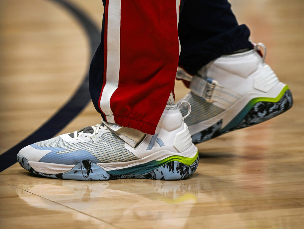 Denver Nuggets guard Spencer Jones's shoes