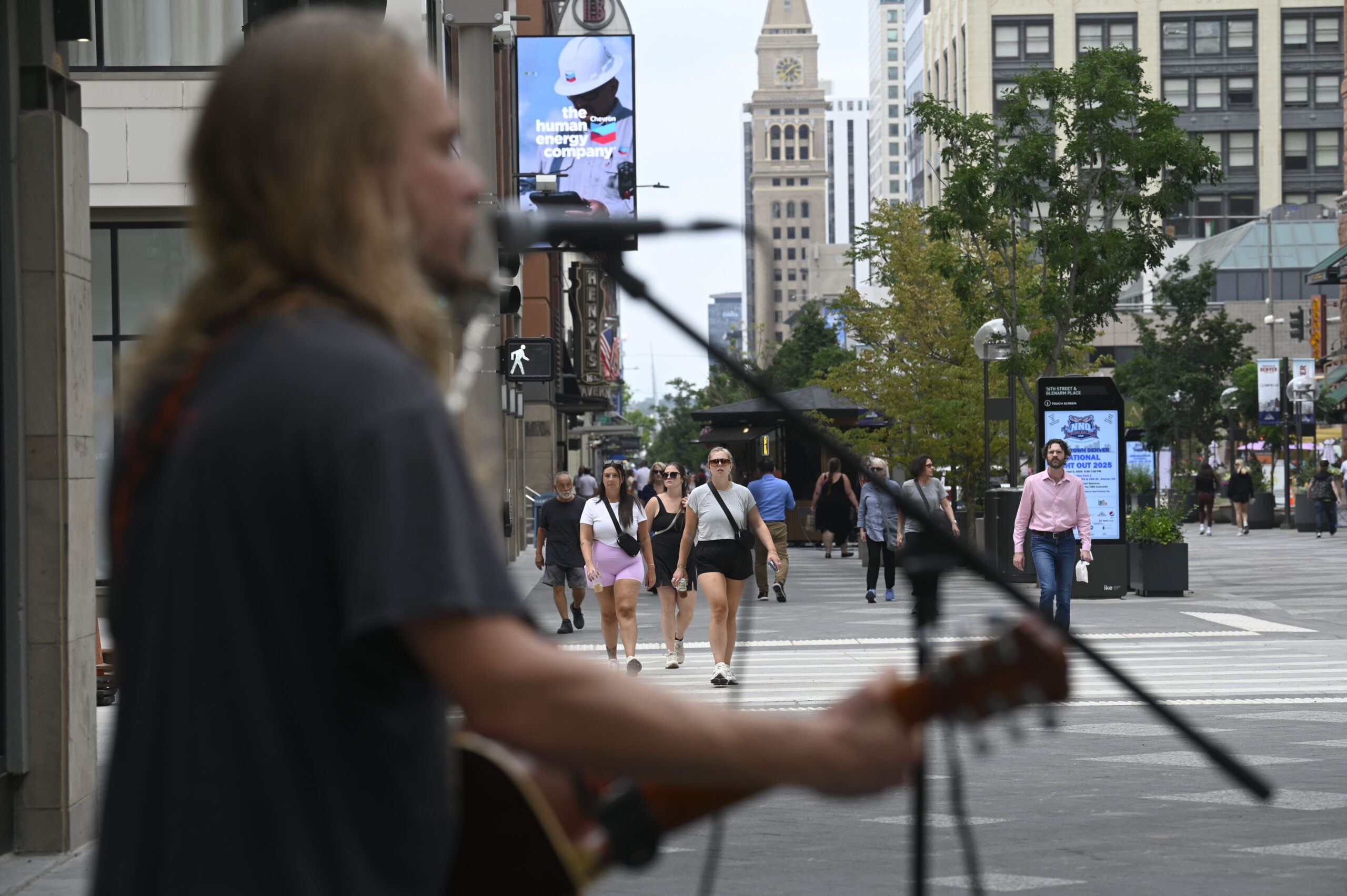 Greg Porch busks on 16th street on Tuesday, July 29, 2025. (Stephen Swofford, Denver Gazette) (Stephen Swofford/Denver Gazette)