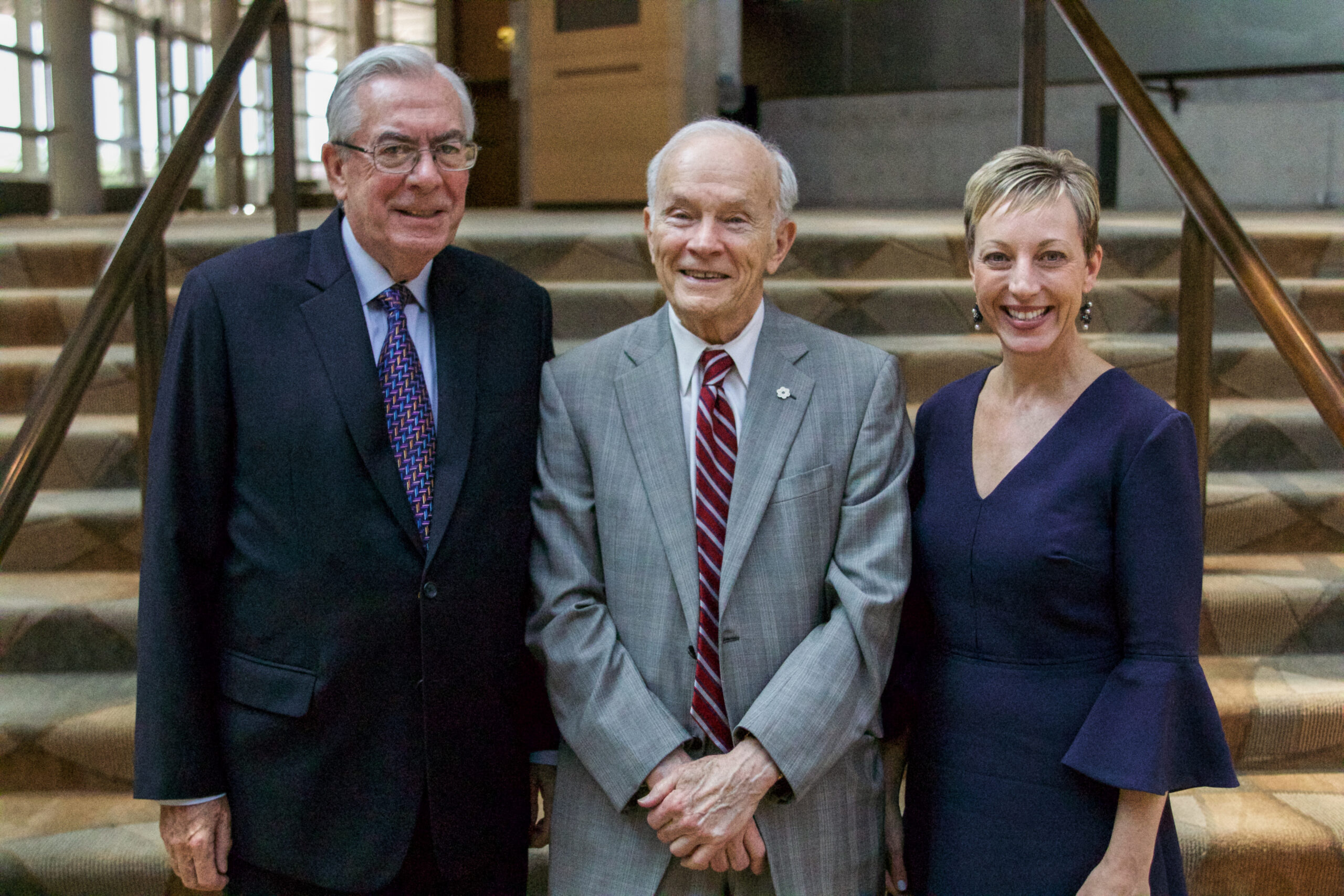 Former DCPA President Martiin Semple, left, with Daniel L. Ritchie and current CEO Janice Sinden on Ritchie's last day with the DCPA in 2017. (John Moore/Denver Gazette)