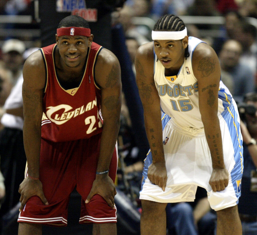 Cavaliers forward LeBron James and Denver Nuggets forward Carmelo Anthony