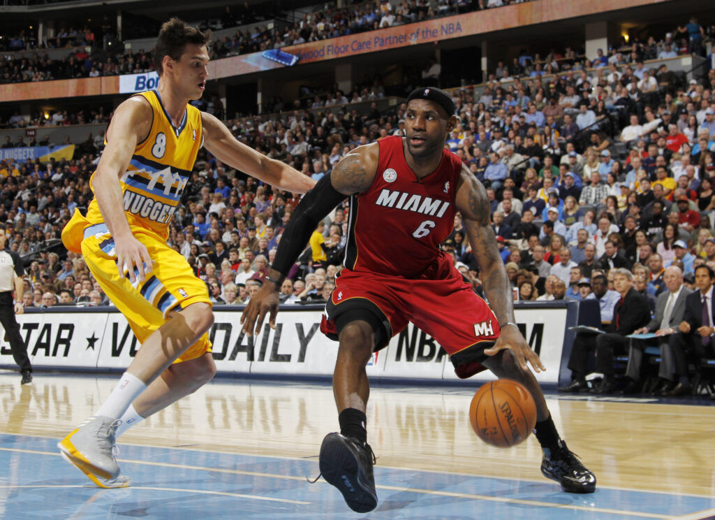 Denver Nuggets forward Danilo Gallinari and Miami Heat forward LeBron James