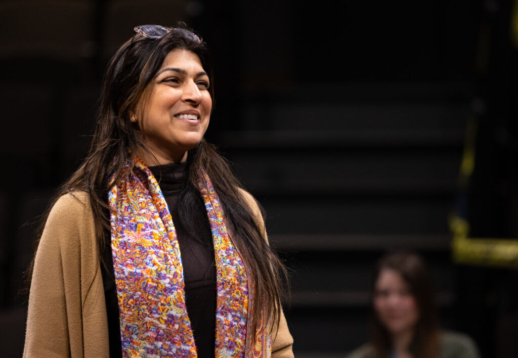 Actor Minita Gandhi rehearses for the Denver Center's 2024 Colorado New Play Summit workshop reading of the play Cowboys and East Indians, which is about to have its full world premiere staging at the Denver Center. (Jamie Kraus Photography)