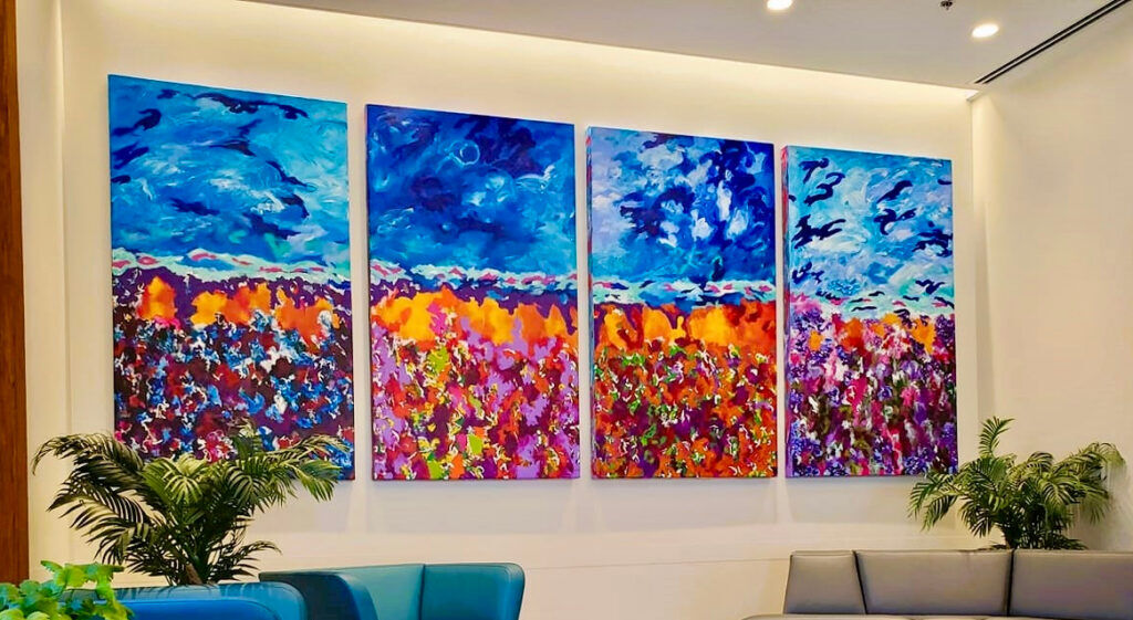 'Metamorphosis,' by James-Allan Holmes, hangs at the Northridge Recreation Center. It was commissioned to honor healing to the STEM School community, as Northridge was the reunification center for the kids and their parents after the shooting. Young Grace Bielefeldt was the catalyst, a survivor, and this was her Girl Scouts Gold Award project, which is a project management award. (Provided by James-Allan Holmes)